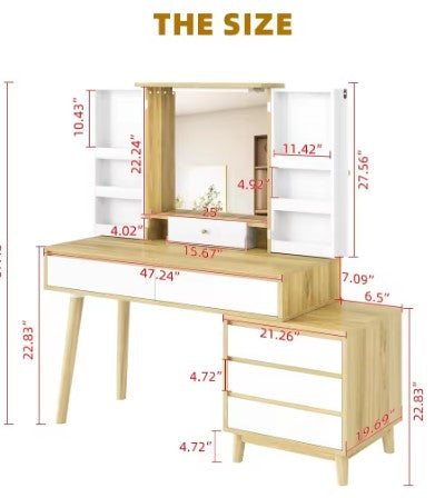 Vanity Desk with Mirror and Lights
