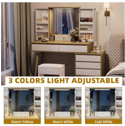 Vanity Desk with Mirror and Lights