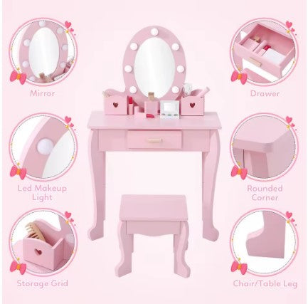 Girls' Vanity Table and Chair Set