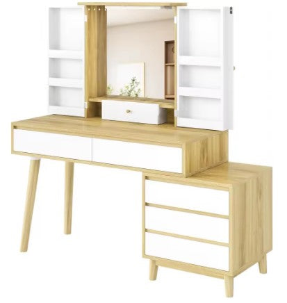 Vanity Desk with Mirror and Lights